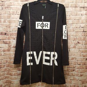 Tricotto Dress FOR EVER Black/White Zippers and Embellishments Size Small
